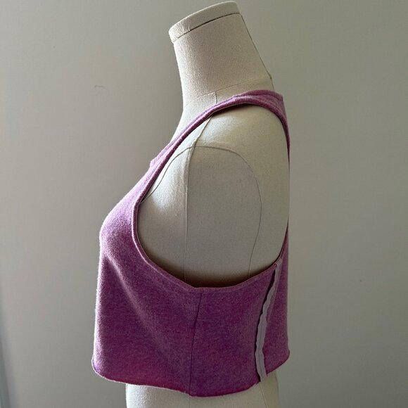 NWT Urban Outfitters Large Purple Raw Hem Fleece Crop Tank Top - Picture 4 of 15